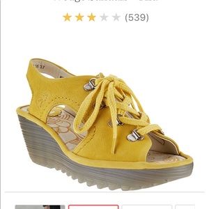 Fly London YLFA Lace-up Yellow Suede Wedge 10 41